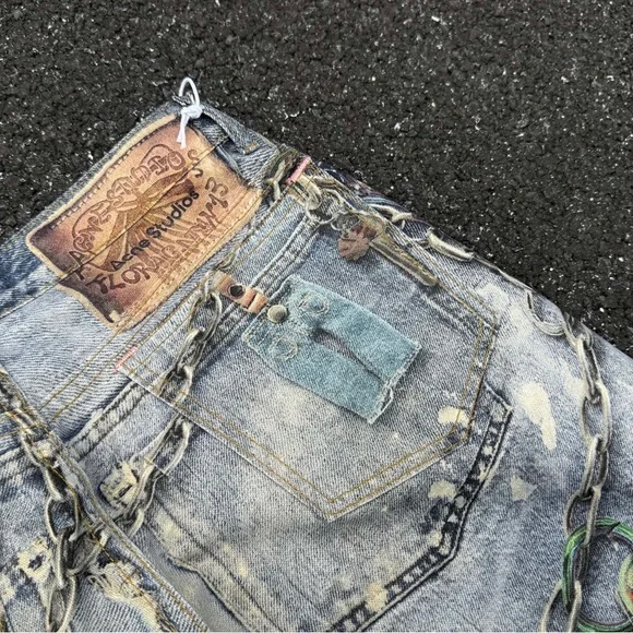 Acne Blue Distressed Flare Jeans - Picture 4 of 6